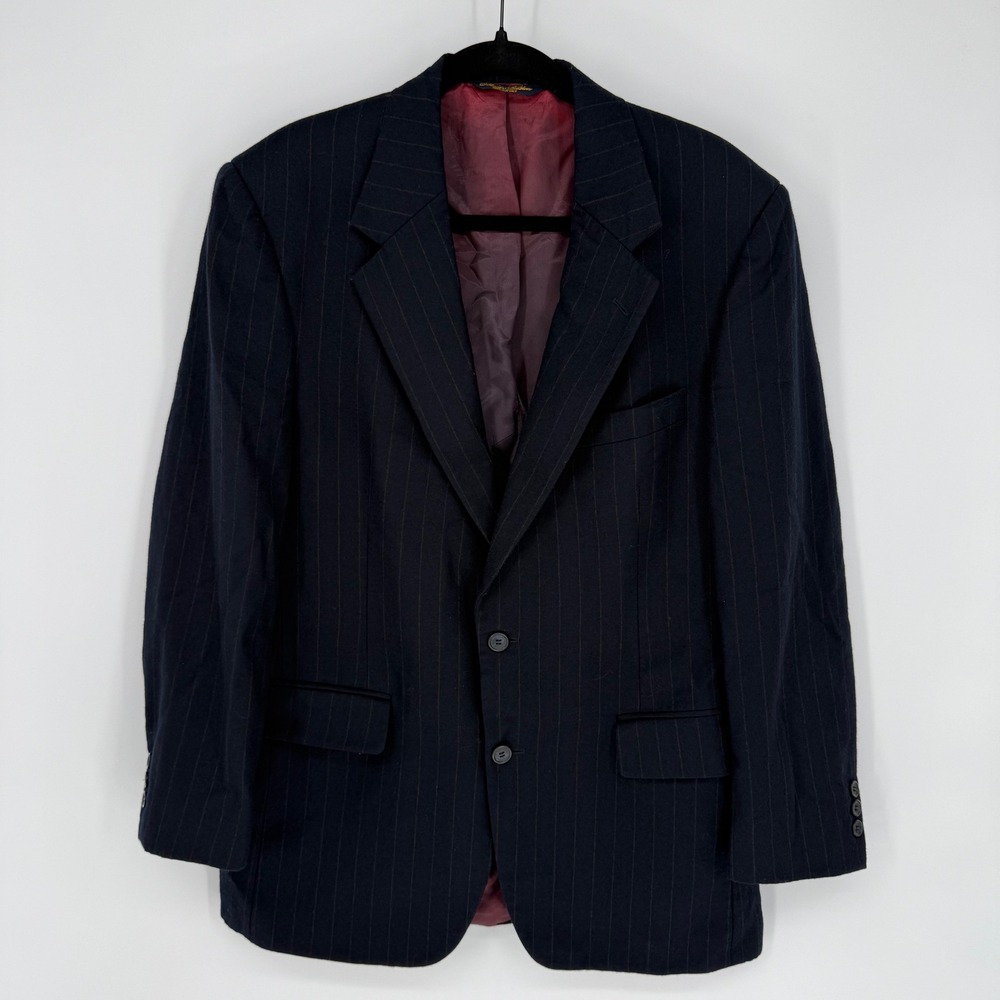 BROOKS BROTHERS NAVY BLUE PINSTRIPE SPORT COAT 100% WORSTED WOOL SUIT JACKET 40R